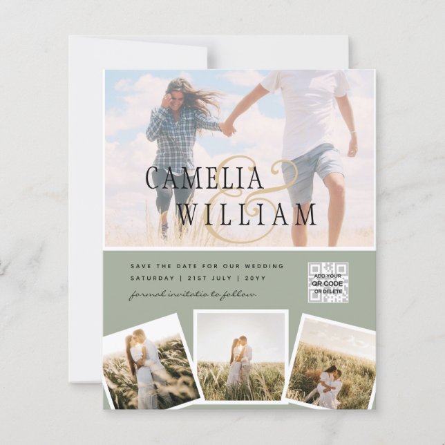 Convite de Casamento com Foto e Código QR para Sal (Frente)