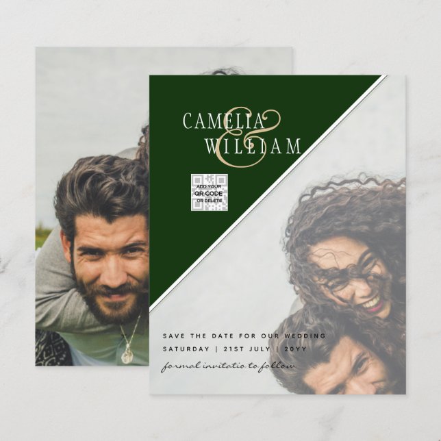 Convite de Casamento com Foto e Código QR para Sal (Frente/Verso)