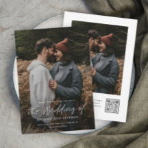 Convite de Casamento com Foto e Código QR Simples 