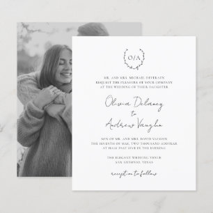 Convite de Casamento com Foto e Coroa de Monograma