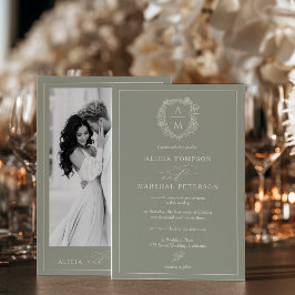 Convite de Casamento com Foto e Crista Floral de E
