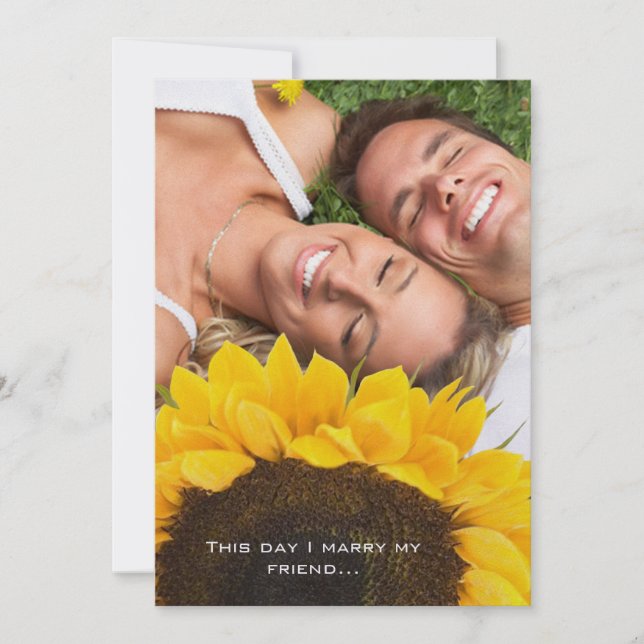 Convite de Casamento com Foto e Girassol (Frente)