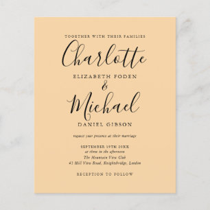 Convite de Casamento com Foto e Letra Champagne Ec