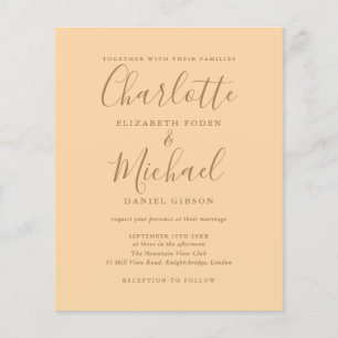 Convite de Casamento com Foto e Letra Champagne Ec