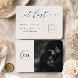 Convite de Casamento com Foto e Letra de Monograma