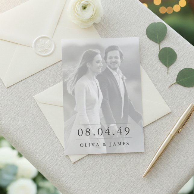 Convite de Casamento com Foto e Letra Moderna Clás (Criador carregado)