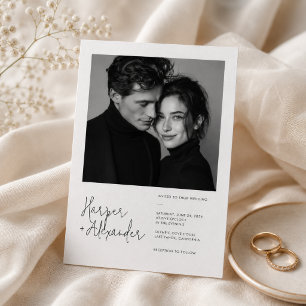 Convite de Casamento com Foto e Letra Moderna Mini