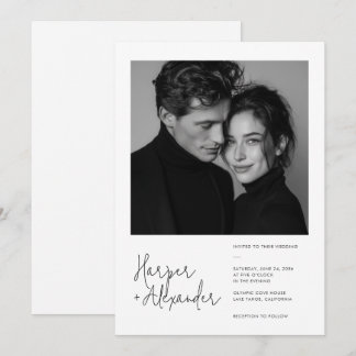 Convite de Casamento com Foto e Letra Moderna Mini