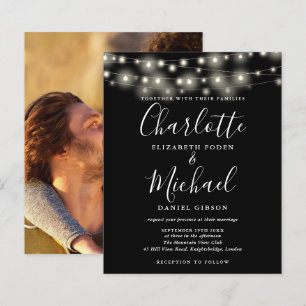 Convite de Casamento com Foto e Luzes Preto e Bran