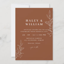 Convite de Casamento com Foto e Monograma Botânico