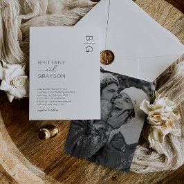 Convite de Casamento com Foto e Monograma Branco M