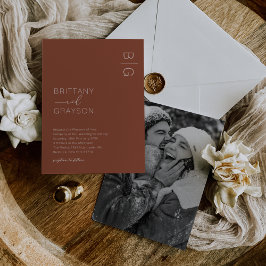 Convite de Casamento com Foto e Monograma de Terra