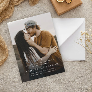 Convite de Casamento com Foto e Monograma de Tipo