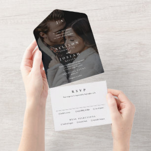 Convite de Casamento com Foto e Monograma de Tipo