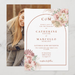 Convite de Casamento com Foto e Monograma em Terra