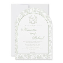 Convite de Casamento com Foto e Monograma Floral e