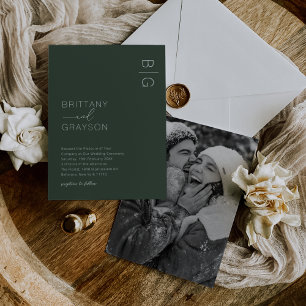 Convite de Casamento com Foto e Monograma Moderno