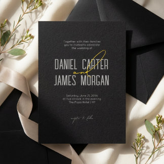 Convite de Casamento com Foto e Tipografia Preta M