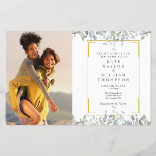 Convite de Casamento com Foto e Vegetação Econômic