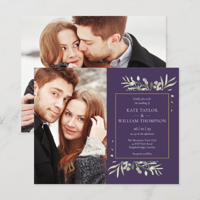 Convite de Casamento com Foto e Verdejante Orçamen (Frente/Verso)