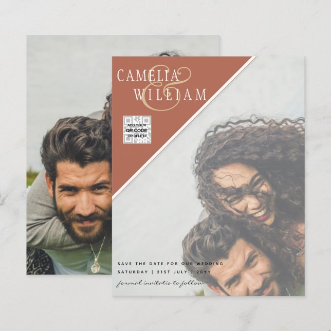 Convite de Casamento com Foto ECONOMICO Código QR  (Frente/Verso)