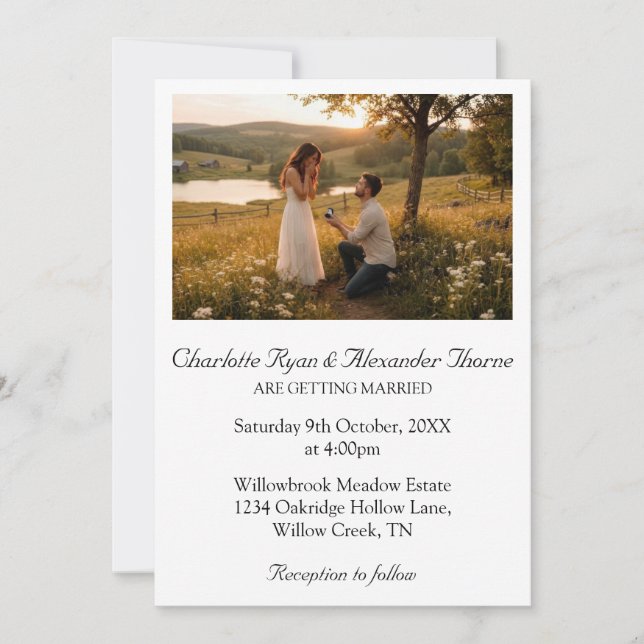 Convite de Casamento com Foto Editável Moderno (Frente)