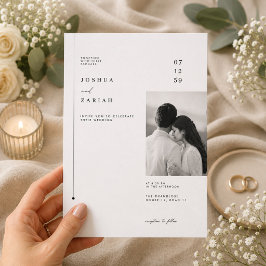 Convite de Casamento com Foto Editorial Moderna.