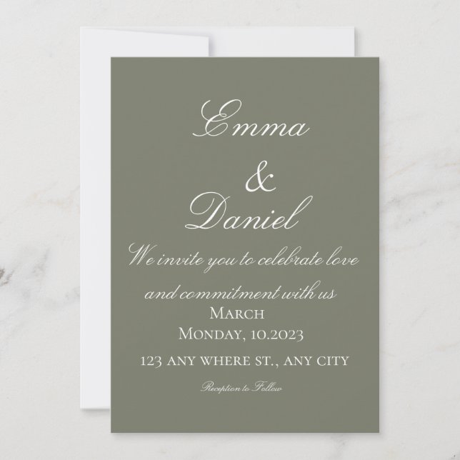Convite de Casamento com Foto Elegante Simples Ver (Frente)