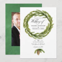 Convite de casamento com foto em aquarela de pinhe