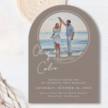 Convite de Casamento com Foto em Arco e Nomes em S