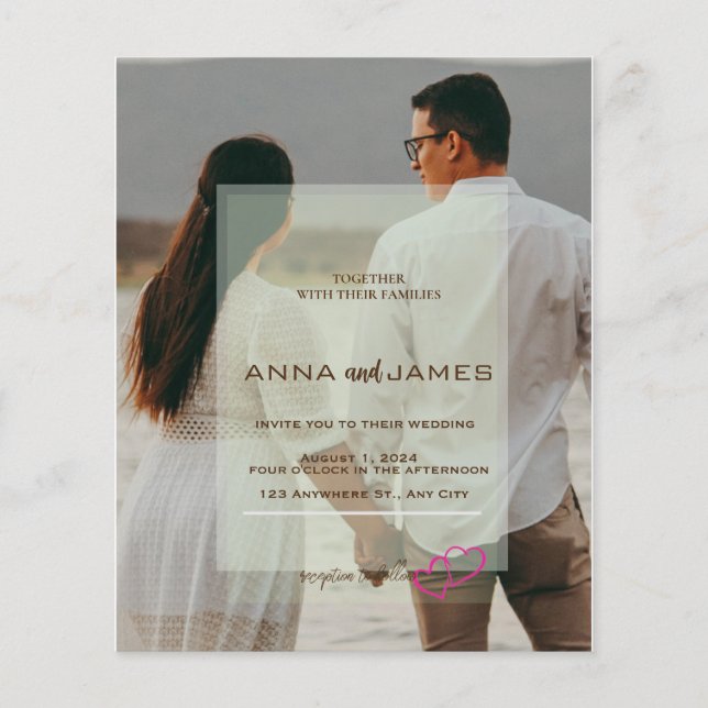 Convite de casamento com foto em camadas orçamento (Frente)