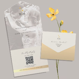 Convite de Casamento com Foto em Código QR Marfim