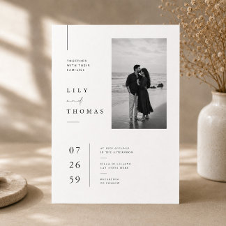 Convite de casamento com foto em design minimalist