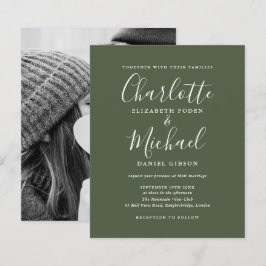 Convite de casamento com foto em letra cursiva ver