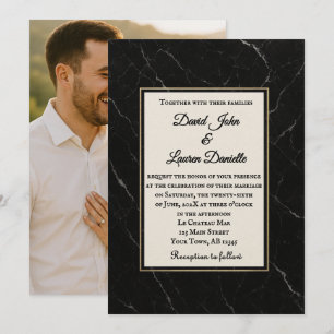 Convite de Casamento com Foto em Mármore Onyx