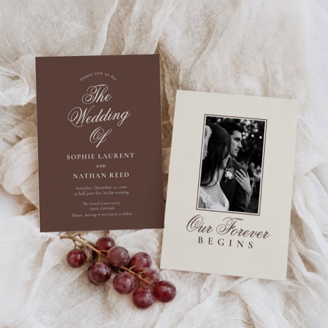 Convite de Casamento com Foto em Marrom Chocolate  (Criador carregado)