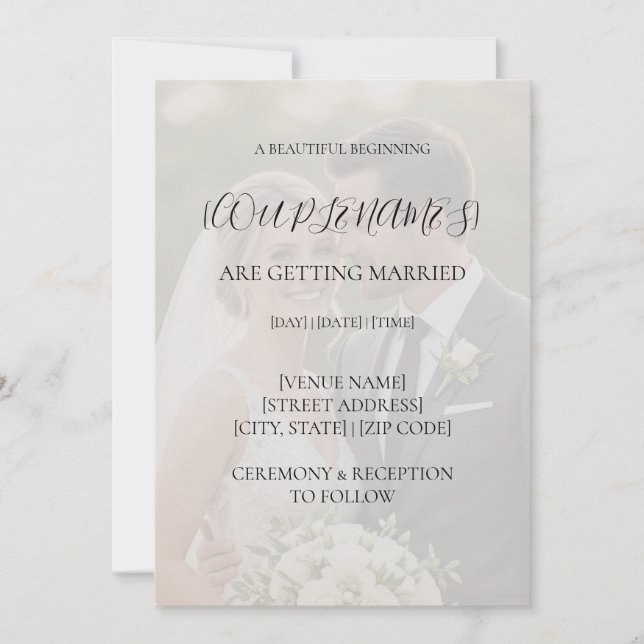 Convite de Casamento com Foto em Preto e Branco co (Frente)