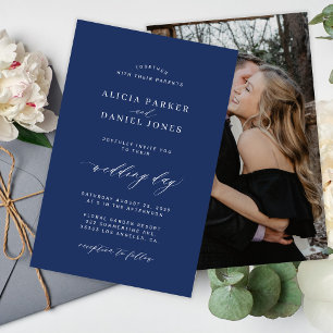 Convite de casamento com foto em preto e branco ec