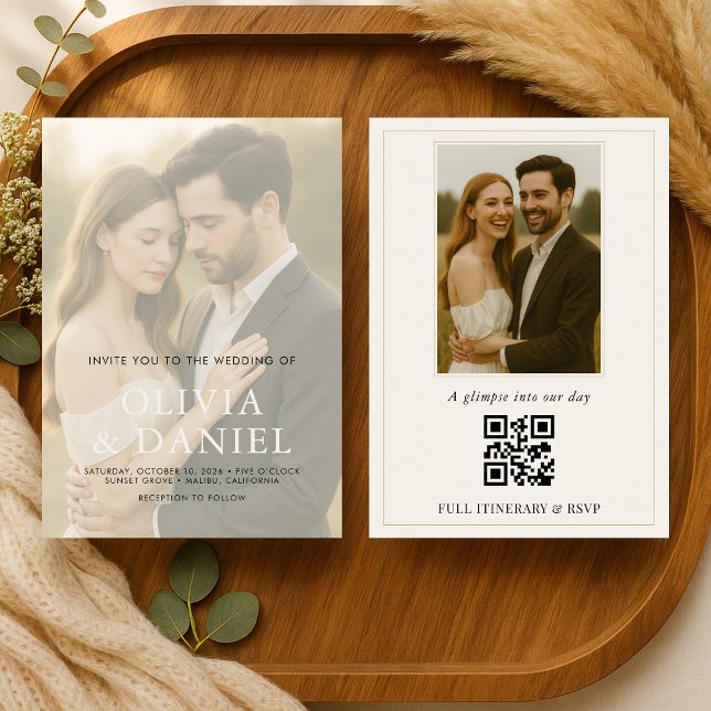 Convite de Casamento com Foto em QR Code Minimalis (Criador carregado)