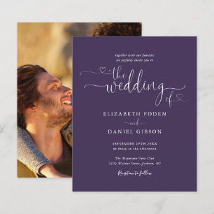 Convite de Casamento com Foto em Rótulo Roxo Econô