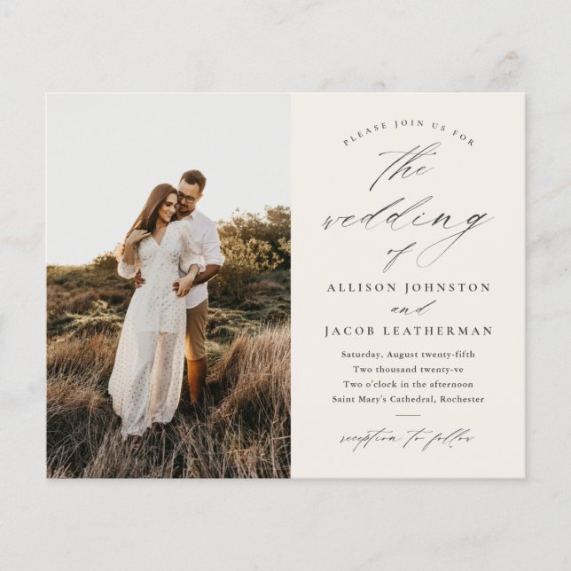 Convite de Casamento com Foto em Script de Orçamen (Frente)