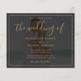 Convite de Casamento com Foto em Script Dourado Ec