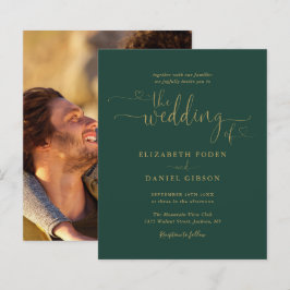 Convite de Casamento com Foto em Script Dourado Es