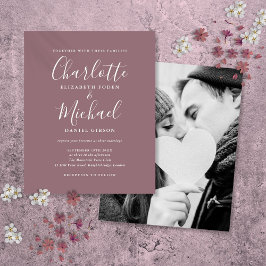 Convite de Casamento com Foto em Script Mauve Econ