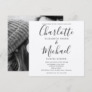 Convite de Casamento com Foto em Script Preto Rust