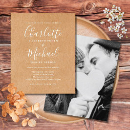 Convite de Casamento com Foto em Script Rústico Ec