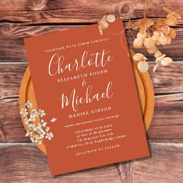 Convite de Casamento com Foto em Script Terracota 