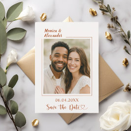 Convite de casamento com foto em terracota de marf