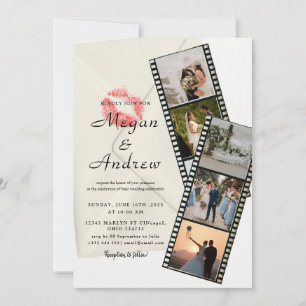 Convite de casamento com foto em tira de filme