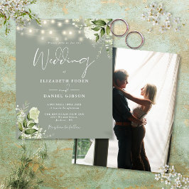 Convite de Casamento com Foto em Tons de Verde Sag